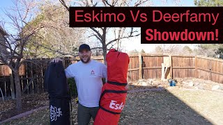 Eskimo Ice Fishing Hut VS Amazon Deerfamy Ice Hut [upl. by Arlie981]