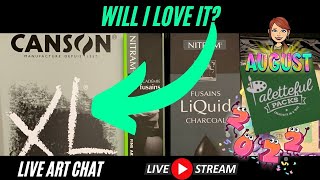 Nitram Liquid Charcoal amp Canson Sand Grain Paper  Live Art Chat [upl. by Nashom]