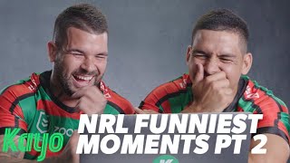 Footy Stars React To The Funniest NRL Moments Of The Past Decade Part 2  Kayo  NRL [upl. by Nahtiek]