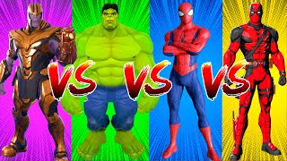 SUPERHERO COLOR DANCE CHALLENGE Thanos vs Hulk vs SpiderMan vs Deadpool [upl. by Ahtram]