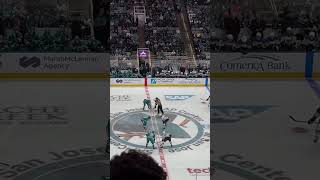 Celebrini’s first NHL puck drop nhl sharks sanjosesharks celebrini teamteal hockey [upl. by Aiouqes822]