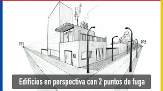 Perspectiva con 2 puntos de fuga  Como dibujar [upl. by Fonda]