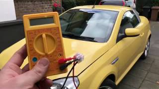 PKW Batterie Test mit Multimeter Startbatterie Autobatterie prüfen Opel Tigra TwinTop Anleitung [upl. by Nitsed124]