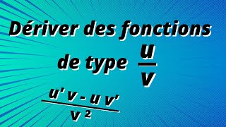 Calcul de la dérivée de fonctions quotient uv  exercices corrigés [upl. by Haimirej465]