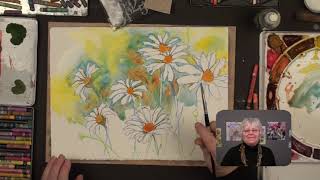 Caran dAche with Daisies  Watercolor Lesson with Karlyn Holman [upl. by Nomaj]