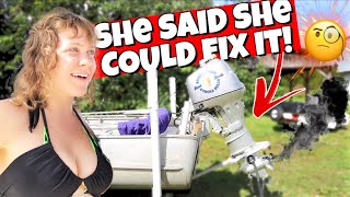 This Girl said She could Fix my Broken Outboard 🤨  Cheapest Jon Boat on Marketplace [upl. by Dalia279]