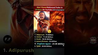 Most viewed Bollywood trailers in 24 hours on YouTube adhipurush tjmm dunki jawan srk prabhas [upl. by Nylg]