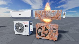 1 Unit Air Conditioner Burned and Rusty  Roblox AC [upl. by Pritchard773]