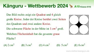 A10 🦘 Känguru 2024 🦘 Klasse 9 und 10  Wie groß ist die graue Fläche [upl. by Hugues]