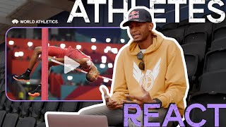 Mutaz Barshim reacts to iconic 2019 home crowd high jump gold medal  Athletes React [upl. by Ul949]