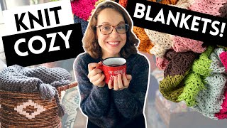 10 COZY BLANKETS TO KNIT knittingpodcast [upl. by Trawets]