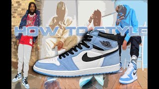 HOW TO STYLE Jordan 1 University Blue Outfit Ideas [upl. by Dnilasor]