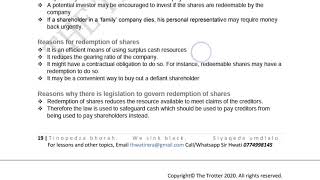 Reasons for Redemption of Shares and issue of redeemable preference shares ZIMSEC Accounting Theory [upl. by Mcclimans769]