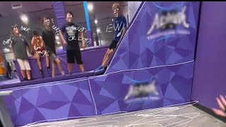 WE GOT BARKED AT IN A TRAMPOLINE PARK public gear vlog [upl. by Ylerebmik]