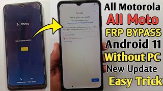 All MotoMotorola 2024 Android 11 FRPGoogle Lock Bypass  Google ID Unlock Without Pc [upl. by Ylahtan]