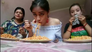 2 Packets x2 Spicy Noodles Challange  My Mom Cried  MUKBANG [upl. by Nhguav]