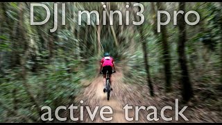 Dji Mini 3 Pro active track on a Mountain Bike trail  high res [upl. by Fiora]