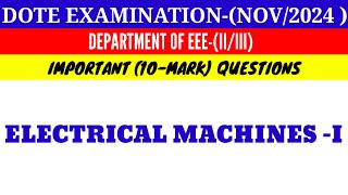 Electrical Machines 1 Important 10 Mark Questions 2024Nov [upl. by Yatzeck]