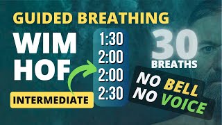 Guided Breathing  Wim Hof 4 Rounds Intermediate 30 Breaths NO WARNINGS [upl. by Nareik]