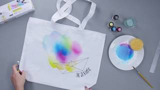 DIY Anleitung Taschen selber gestalten mit Marabu Textil Aquarelle [upl. by Frost]