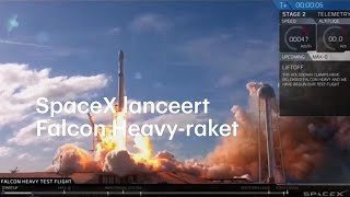 SpaceX lanceert Falcon Heavyraket herbruikbare delen landen weer op aarde  RTL NIEUWS [upl. by Seaddon]