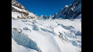 Skiing down the Argentiere Glacier by drone  Chamonix France [upl. by Nageek]