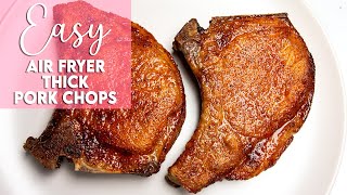 Easy Air Fryer Thick Pork Chops Recipe  Munchy Goddess [upl. by Nnaecarg730]