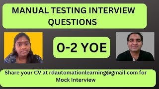 Manual Testing Interview For Freshers Testing Interview Questions [upl. by Arvy]