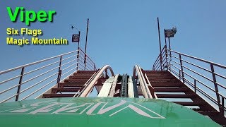 Viper Roller Coaster On Ride Front Seat POV Six Flags Magic Mountain [upl. by Gluck]