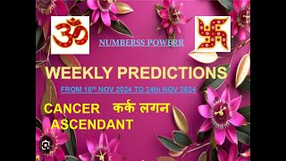 WEEKLY PREDICTION 18th NOV 2024 to 24th NOV 2024 CANCER ASCENDANT कर्क लगन  Astrologer Annil Verma [upl. by Demodena813]