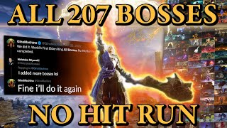 Elden Ring All 207 Bosses DLC No Hit Run Worlds First [upl. by Rehpetsirhc]