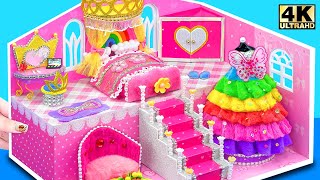 Design Pink Princess Castle and Make Own Rainbow Princess Dress for Two ❤️ DIY Miniature House [upl. by Chapel]