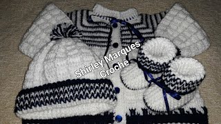 CONJUNTO DE CROCHÊ PARA BEBÊ casaquinhodecroche sapatinhodecroche conjuntodecrocheparabebe [upl. by Robb670]