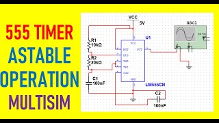 555 Timer Astable operation on Multisim software Multisim Tutorial for 555 Timer [upl. by Hilaria]