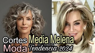 Cortes MEDIA MELENA que Mejor Quedan a Mujeres de toda edad Cortes de Pelo SemiLargos 2024 [upl. by Ahtekahs]