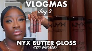 NEW NYX butter glosses try on and review on dark skin  swatches  comparisons [upl. by Candide]