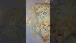 Crab stuffed salmon with homemade mashed potatoes food youtubeshorts [upl. by Hildegaard]