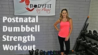 25 Minute Postnatal Dumbbell Strength Workout 1 Postpartum Toning and Strengthening [upl. by Just]