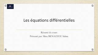 Résumé équations différentielles ملخص [upl. by Takeo]