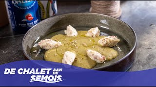 Erwtensoep met quenelles van kip en Parmaham  De Chalet aan de Semois [upl. by Meid15]