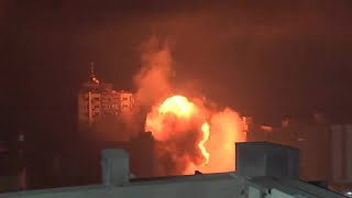 Explosions as Israel Strikes Gaza Building Collapses [upl. by Rehpotsyrhc]