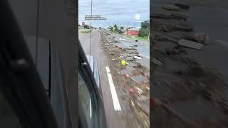 Milton Storm Surge Deposits Debris  But only on One Side of the Road [upl. by Akema902]