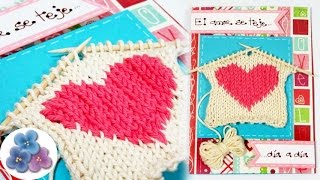 Tarjetas de Amor  Tarjetas para San Valentin de Punto con 2 agujas Tutorial DIY Pintura Facil [upl. by Yonit]