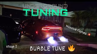 BURBLE TUNED MY SCAT PACK  MASSIVE FLAMES 🔥UNDERGROUND TUNING SUPER BURBLES STAGE 2 💥 [upl. by Loss232]