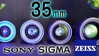 Quel 35mm pour Sony choisir  Comparatif Sony  Sigma  Zeiss 35mm 14 Sigma 35mm 12 [upl. by Trahurn]