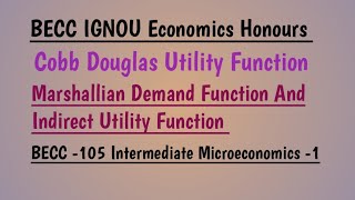 Cobb Douglas Utility Function BECC 105 Intermediate Microeconomics 1 BECC IGNOU Economics Honours [upl. by Ponzo205]