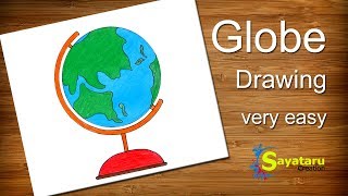 How to draw a Globe step by step Globe Drawing easy [upl. by Odicalp]