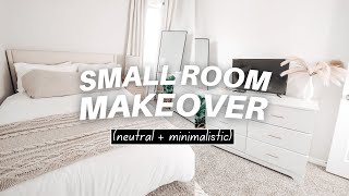 Small Room Makeover 2021  minimalist amp neutral aesthetic [upl. by Ynatil542]