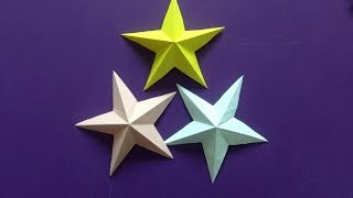 How to make a 3D paper star  Easy origami stars for beginners making  DIYPaper Crafts [upl. by Dorren]