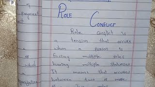 what is role conflict Example of role conflict sociology lecture self writing notes [upl. by Holofernes]